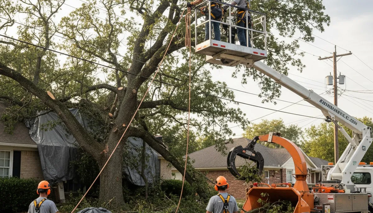 Naperville, IL tree service crew responding to emergency storm damage and fallen tree removal