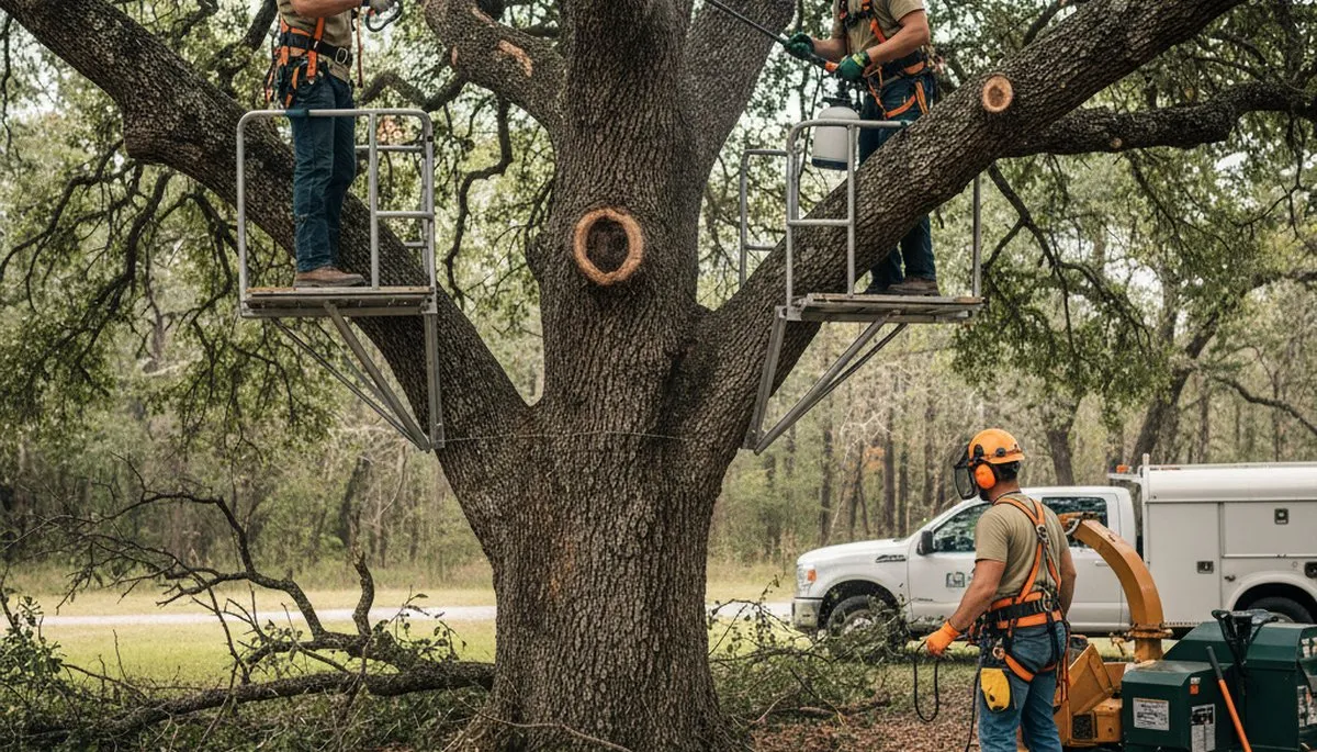 Naperville, IL arborist treating tree disease on a residential tree with professional care