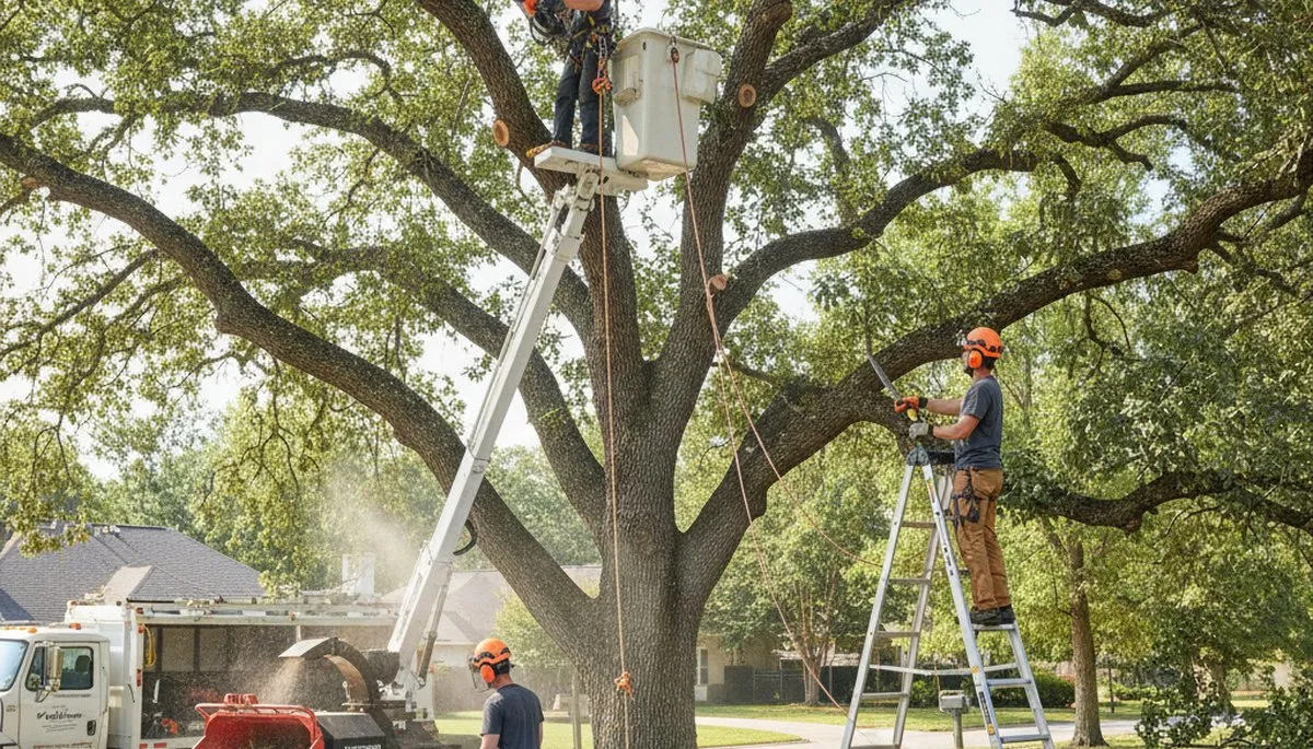 Naperville, IL arborist pruning a tree to improve health and safety on a residential property
