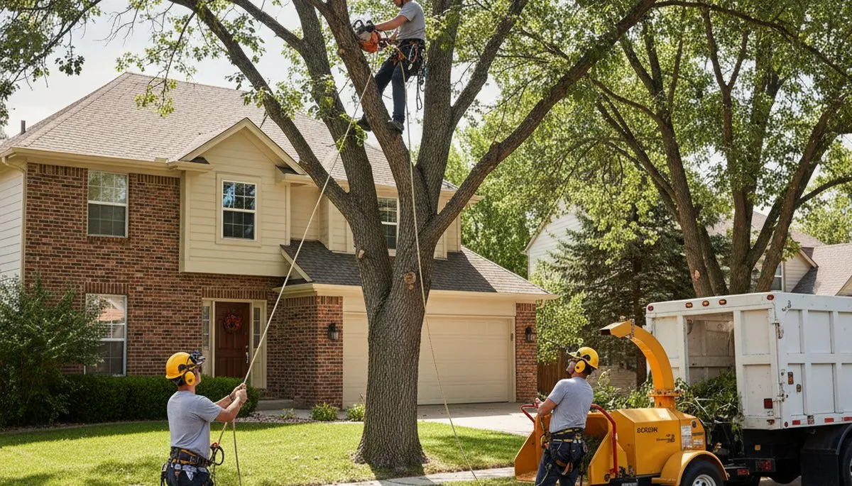 Tree service crew in Naperville, IL providing professional tree trimming and removal services