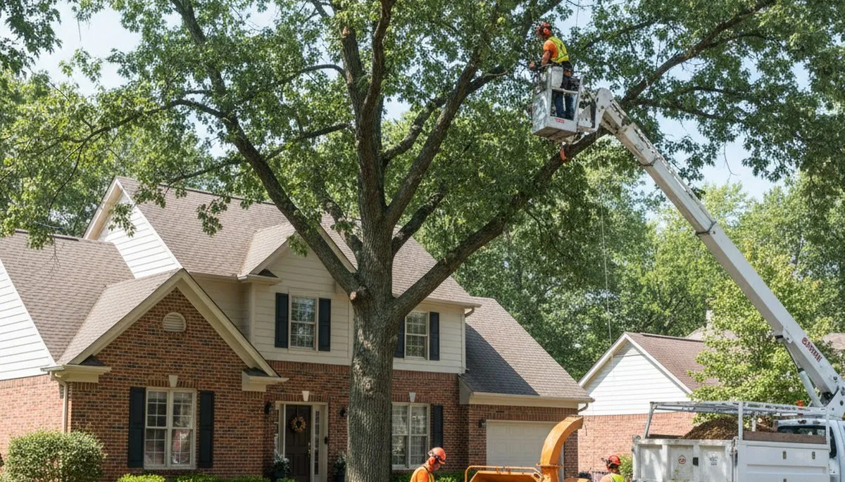 Tree service crew in Naperville, IL providing professional tree care and removal for local properties