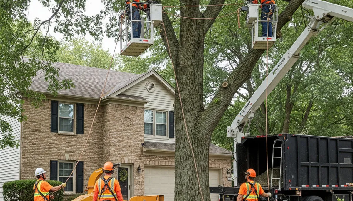 Tree service crew in Naperville, IL providing professional tree care and removal services