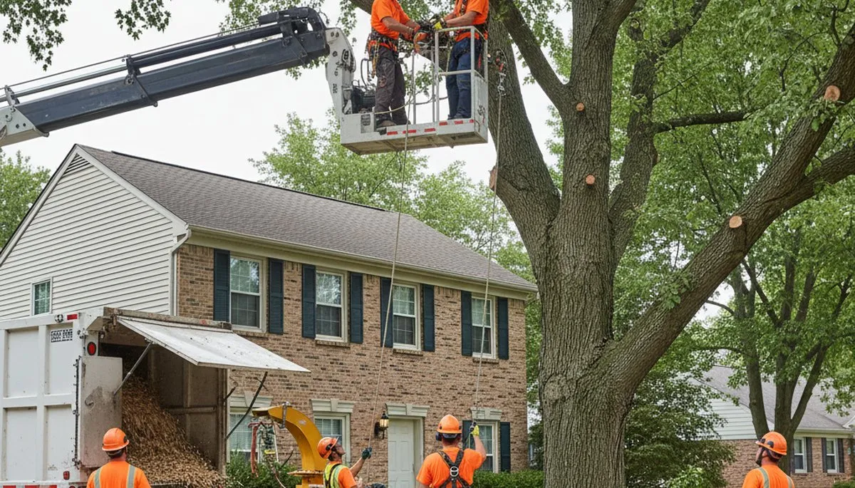Tree service crew in Naperville, IL performing professional tree care for local homeowners