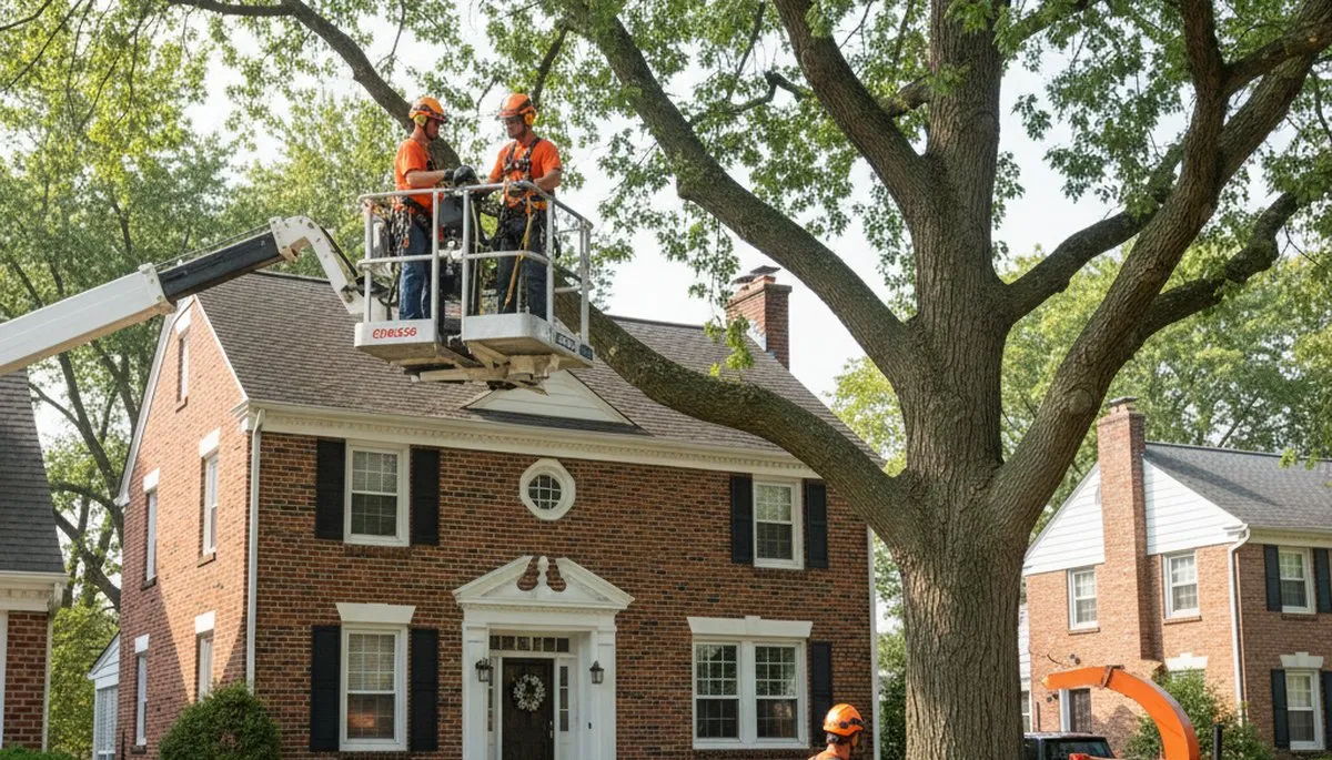 Tree service crew in Naperville, IL providing professional tree trimming and removal services
