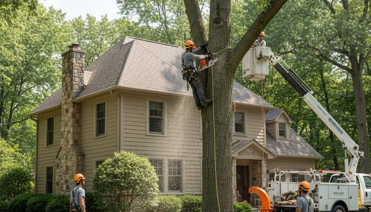 Naperville, IL tree service crew trimming and removing trees for local residential and commercial properties