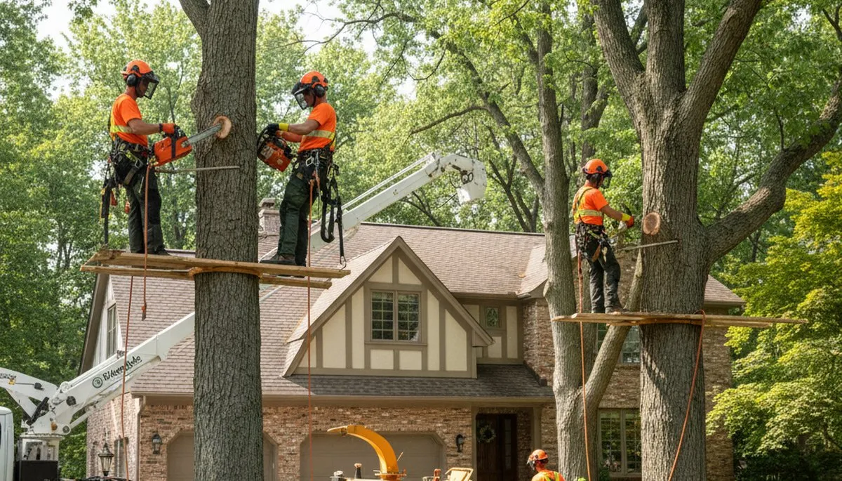 Tree service crew in Naperville, IL performing professional tree care for local homeowners