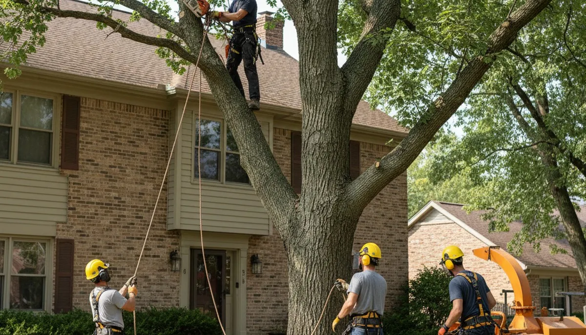 Tree service crew in Naperville, IL providing professional tree trimming and removal work