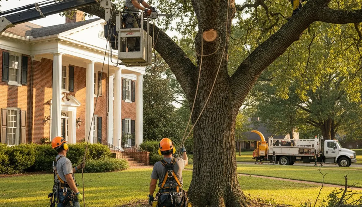 Tree service crew in Naperville, IL providing professional tree trimming and removal services