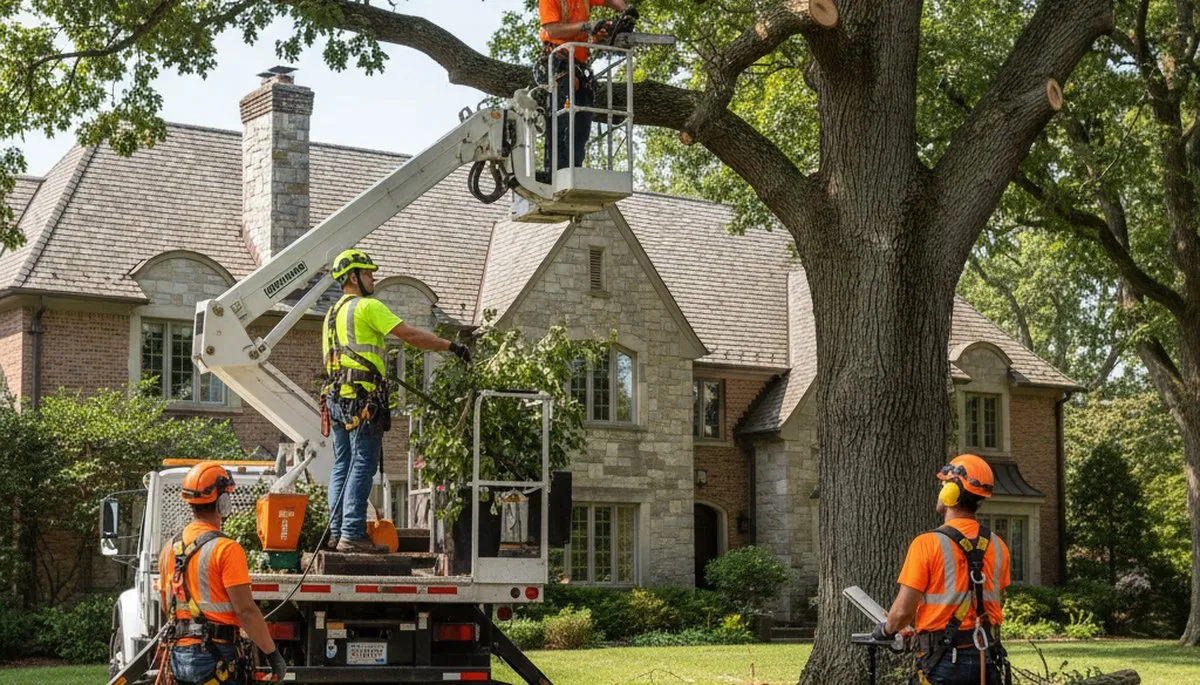 Tree service crew in Naperville, IL providing professional tree trimming and removal services