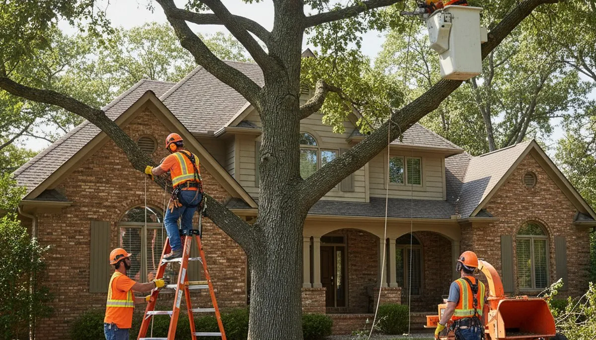 Tree service crew in Naperville, IL providing professional tree care for local properties