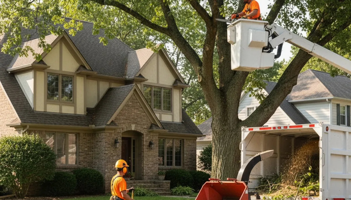 Tree service crew in Naperville, IL providing professional tree trimming and removal services