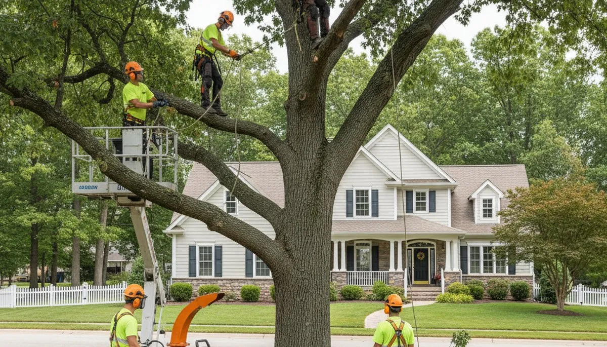 Tree service team in Naperville, IL providing professional tree care and removal for local properties