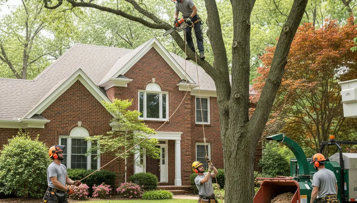 Tree service crew in Naperville, IL providing professional tree trimming and removal services