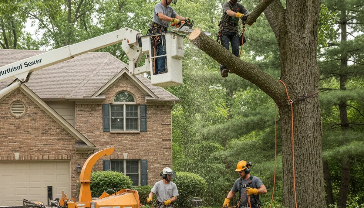 Tree service crew in Naperville, IL providing professional tree care and removal services