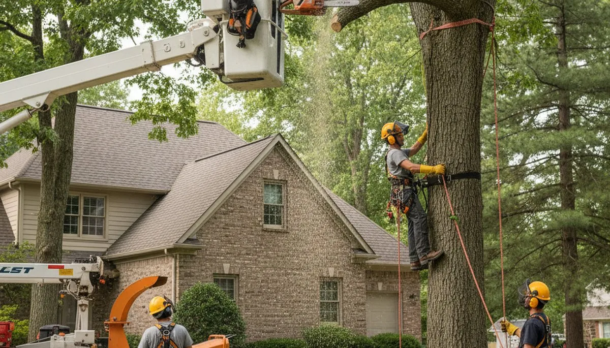Tree service crew in Naperville, IL providing professional tree care and removal services