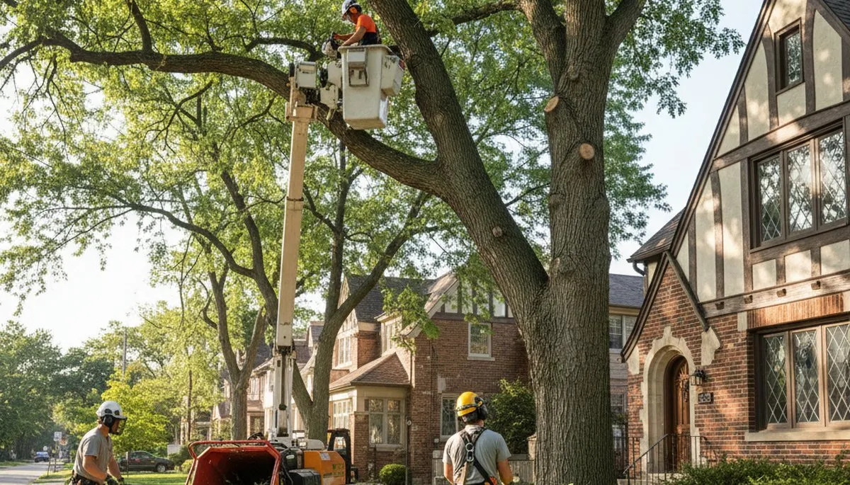 Tree service crew in Naperville, IL providing professional tree care and removal services