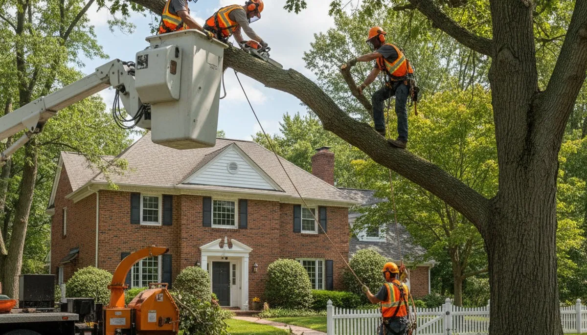 Tree service crew in Naperville, IL providing professional tree care and removal services